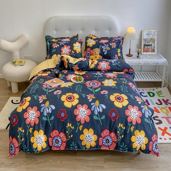 

ab thickened polyester mirco fiber bed four-piece set no fading/shrinking/pilling, printe bed cover/quilt cover/pillowcase set
