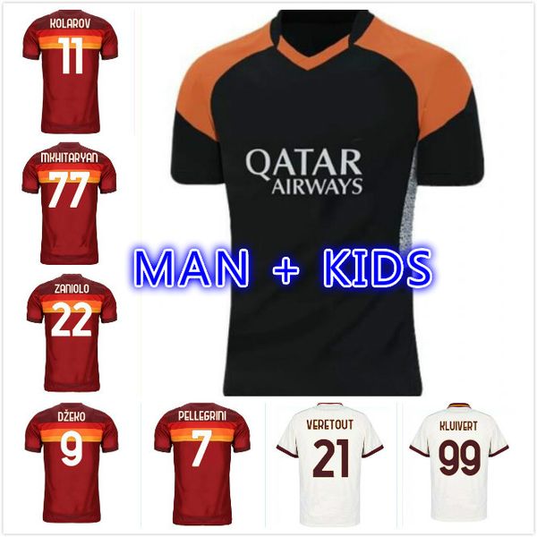

thai maillot kolarov kluivert dzeko soccer jersey de rossi dzeko zaniolo totti perotti jerseys 20 21 football kit shirt 2020 men + kids, Black;yellow