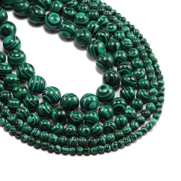 

1strand lot 4 6 8 10 12 mm synthetic stone green malachite round loose spacer beads for jewelry making diy bracelet wholesale h wmtyaj