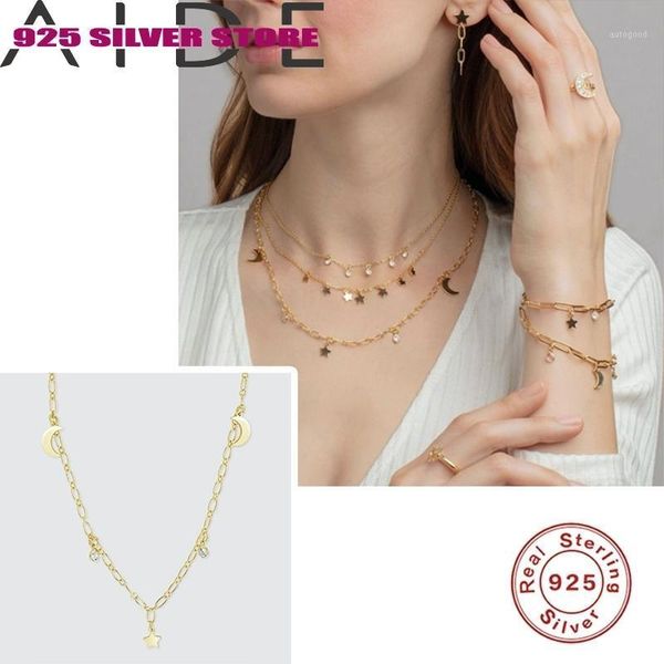 

chains aide fashion simple star moon charm mix and match zircon necklace silver color wedding minimalist for women jewelry1