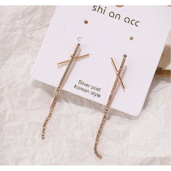 

s993 fashion jewelry s925 silver post long tassel earring diamond sqcild new_dhbest, Golden;silver