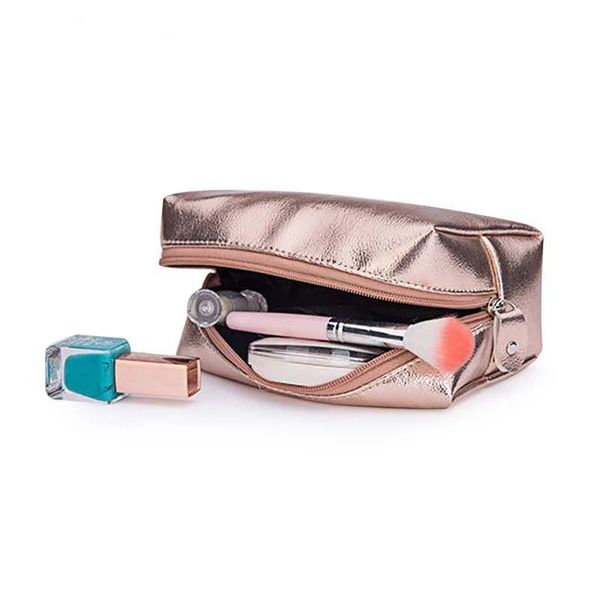 

1 pc portable solid women cosmetic bag gold female makeup bag travel organizer for makeup pouch trousse de toilette