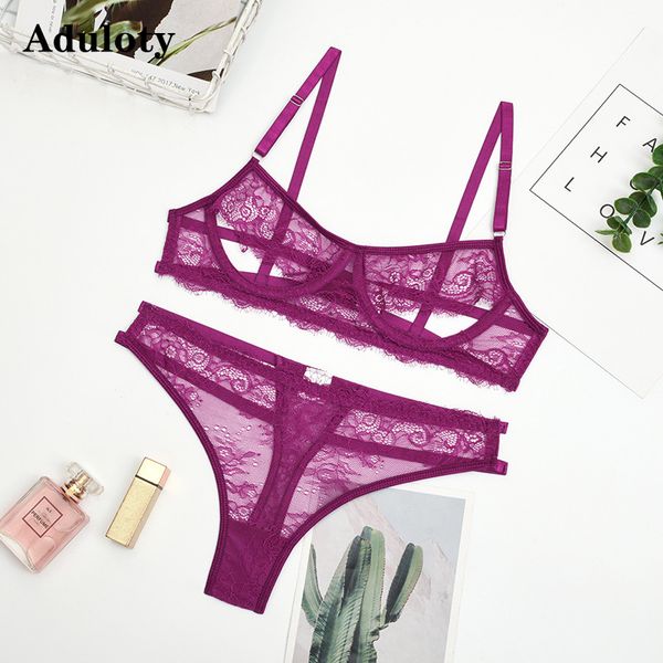 

selling women's lace hollow lingerie underwire gather bra panty set thin mesh see-through thong erotic lingerie set c1211, Black;white