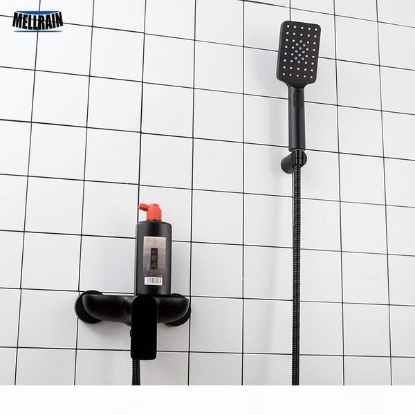 

bathroom black shower faucet wall mounted single way hand hold shower set brass bath water mixer tap ware bbymcs packing2010