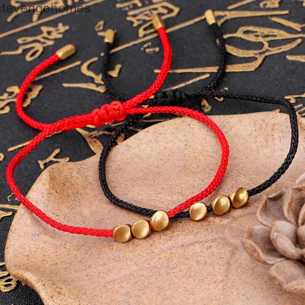 

factoryjeqyhand woven red creative irregular copper bead black rope pull out bracelet, Silver