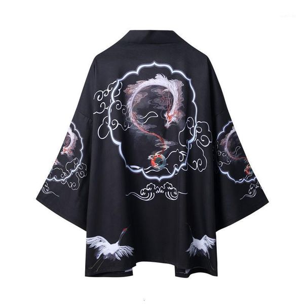 

2020 summer japanese robe kimono traditional thin section seven-point sleeve suncreen cardigan loose printed cloak coat yukata1, Red