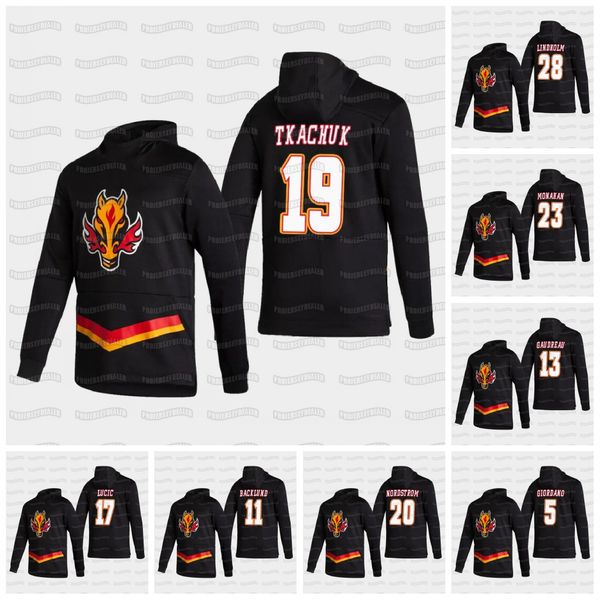 

youth matthew tkachuk calgary flames 2021 reverse retro johnny gaudreau jacob markstrom monahan lindholm backlund mcdonald hoodie jersey, Black;red