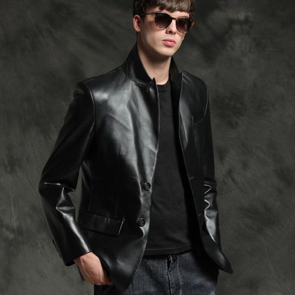 

sani real sheepskin leather jacket quality black genuine leather clothing slim sheepskin coats