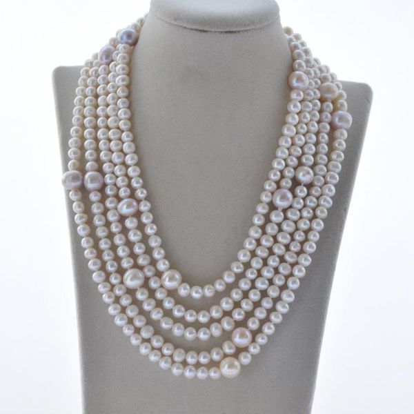 

chains z10578 33"~100" 12mm white gray round freshwater pearl necklace, Silver