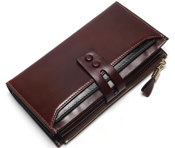 

genuine leather vintage women long purse card holder c1116