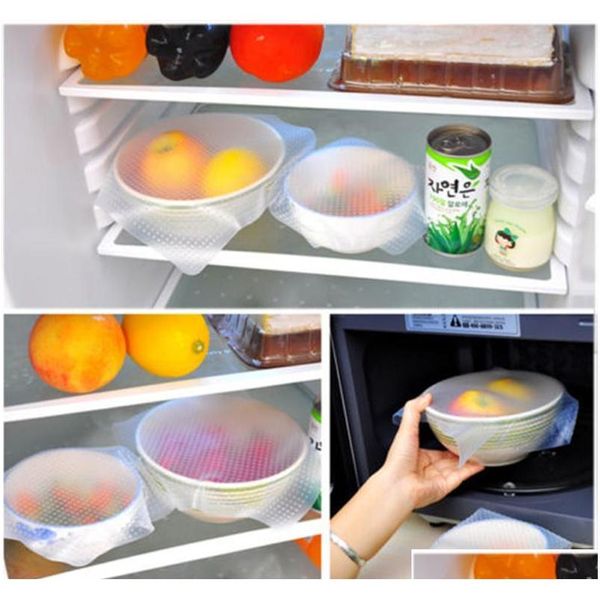 

4pcs/set magic sile food wrap seal cover stretch cling film fresh keep keep food qylygv sweet07