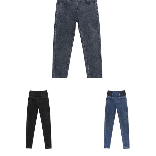 

pants for women 2020 women high waist thermal jeans fleece lined denim pants stretchy trousers skinny pants ropa mujer y1214, Blue
