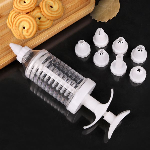 

8 pieces plastic kits transparent flower gun cream cookies squeezer pastry tips nozzles cupcake baking decorating tool dhb1681