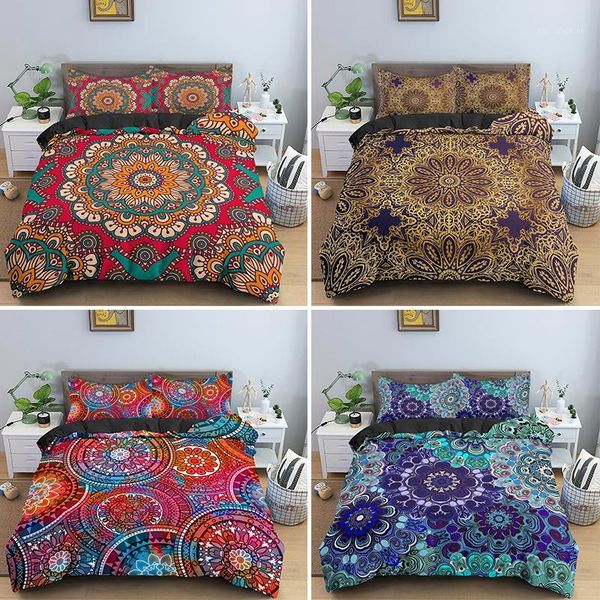 

boho mandala quilt duvet cover set with pillowcase single double king  size bohemia bedding sets1