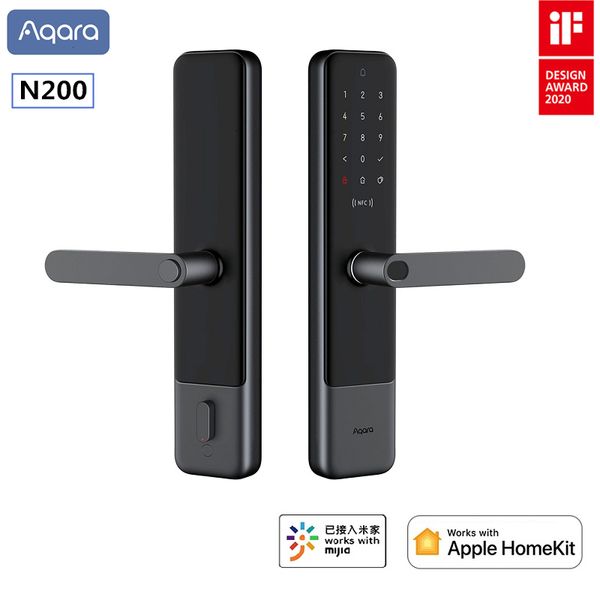 Mais recente Aqara Smart Door Lock N200 Fingerprint Bluetooth Password NFC Unlock Support Mijia HomeKit Smart Linkage With Doorbell 201013