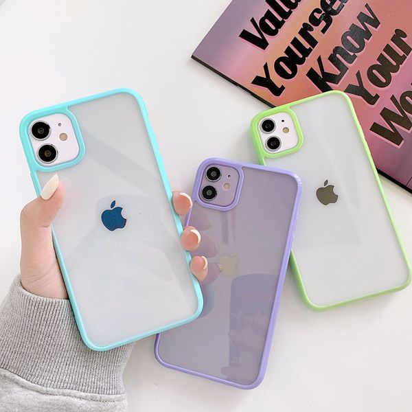 

clear solid candy color phone case for iphone 12 mini 11 pro max x xr xs max 7 8 6 6s plus se2020 hard acrylic back cover