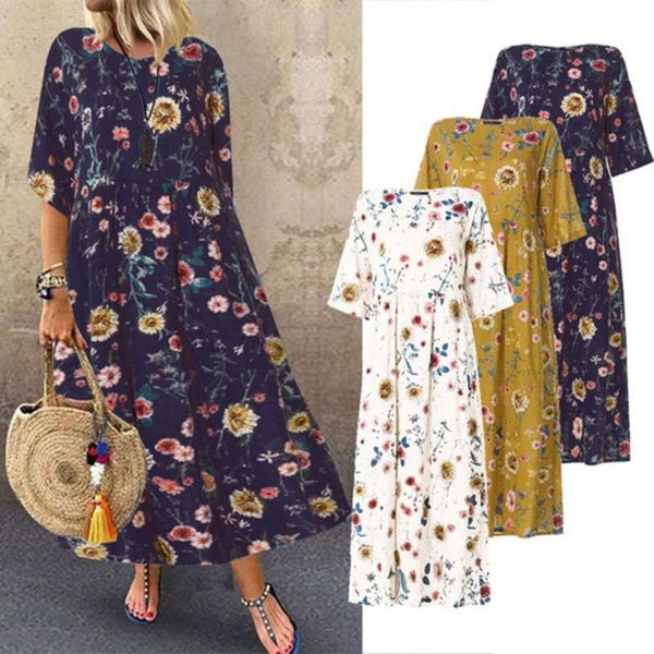 

clothing 2020 collage spring casual women's short sleeve round neck big swing dress, Black;gray