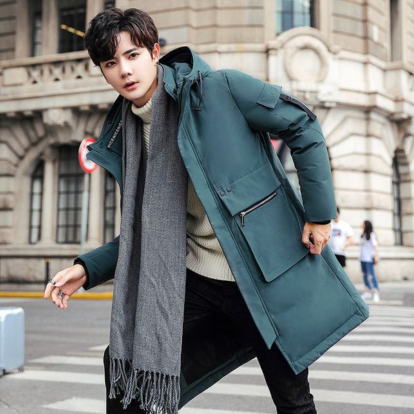 

2020 new youth zipper solid color leisure fashion brand winter korean basic men's down jacket q1209, Black