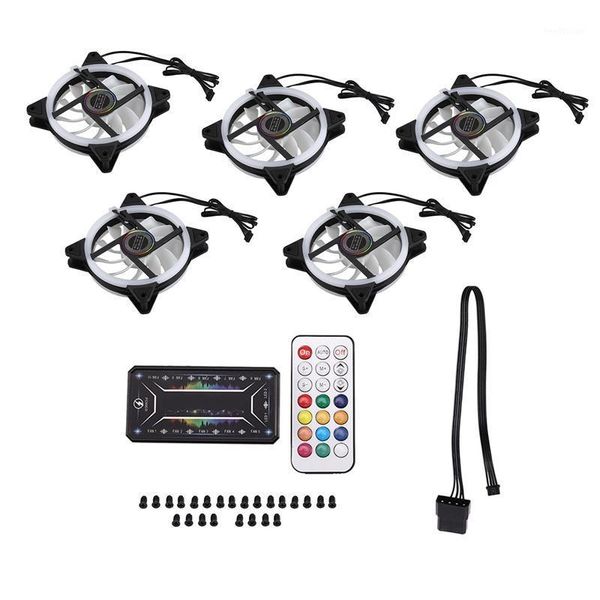 

computer pc case fan rgb adjust led fan quiet remote computer cooler cooling rgb case fans (5pcs+1 controller)1
