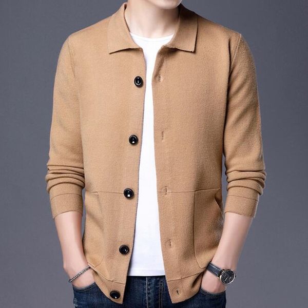 

2021 winter fall of shirts with long sleeves cardigans casual men knitted or crocheted khaki sweater size large male 19b2, White;black