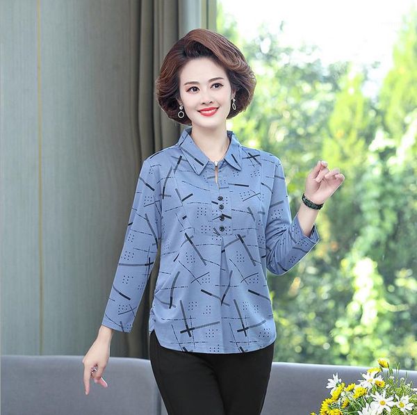 

blouse 5xl casual plus size spring autumn middle age women long sleeve mother shirt1, White