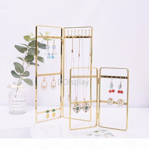 

ddisplay]vintage style earring ladder jewelry stand window display gold necklace jewelry storage bracelet metal jewelry display, Black
