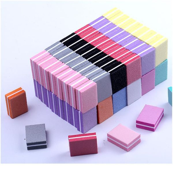 

10/25/50pcs lot double-sided mini nail file blocks colorful sponge nail polish sanding buffer strips polishing manicu qyldvh