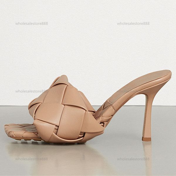 

2021 summer fashion woman sandals high heels 9cm knitting leather sandals color customized non-slip woman shoes, Black;red