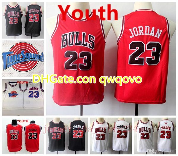 

kids 23 michaelmj retro black red white authentic youth vancouverchicagobulls michael jd basketball vintage jersey, Blue;black