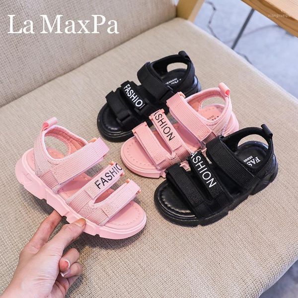 

children sports sandals 2020 summer new korean style girls' casual shoes soft bottom hook and loop boys beach shoes size 26-361, Black;red