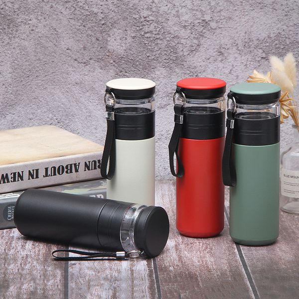 

factory stainless steel infuser portable vacuum water tea bottle with rope dhl shipping