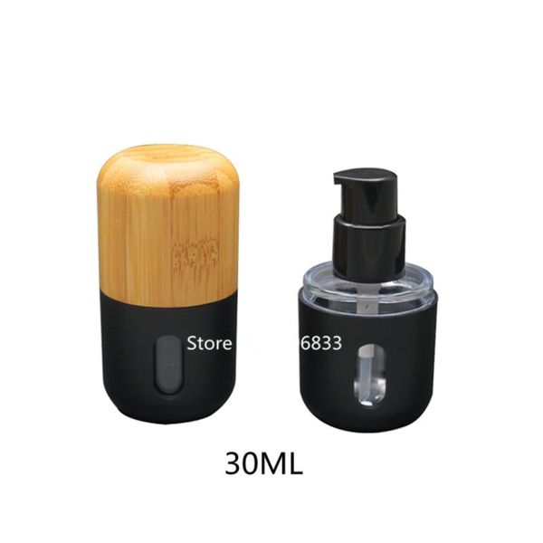 

(pack of 10) press lotion bottle refillable portable traveler packing press bottle small containers with bamboo lid 30ml