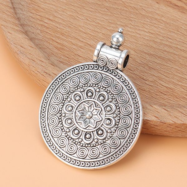 

20pcs/lot silver color bohemia spiral flower round charms pendants for necklace jewelry making accessories q1209, Bronze;silver