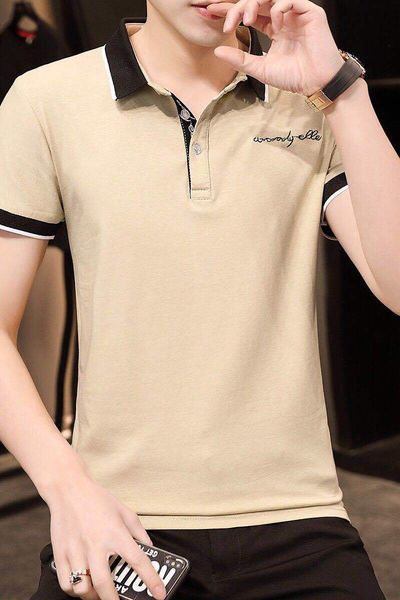 

poio 2020 spring and summer new loose horizontal polo shirt youth personality fashion men's clothing, White;black