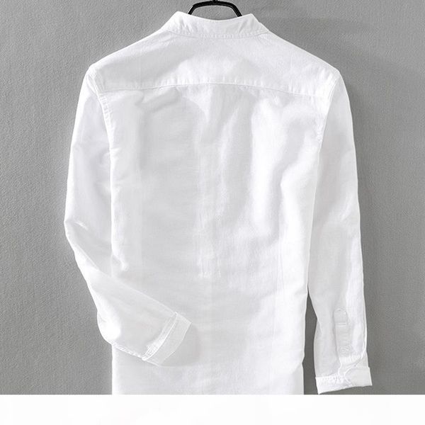 

2018 new mens long sleeve linen shirts casual mens cotton lapel solid color shirts fashion clothing slim, White;black