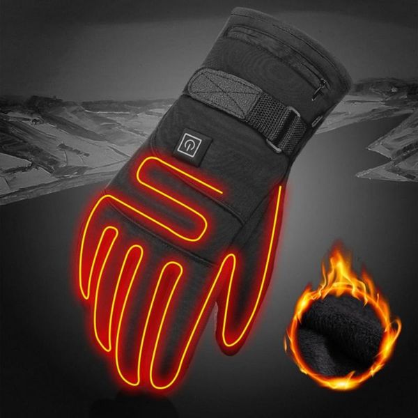 

ski gloves 1 pair winter thermal heating waterproof electric heated touch screen battery powered for climbing motorcycle