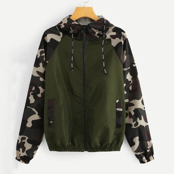 

women long sleeve patchwork hooded zipper pockets sport blouse coats and jackets winter jacket for women chaqueta #t2g1, Black;brown