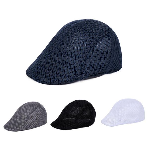 

berets fashion duck mesh sun flat cap golf beret hat classic visor with adjustable trucker, Blue;gray