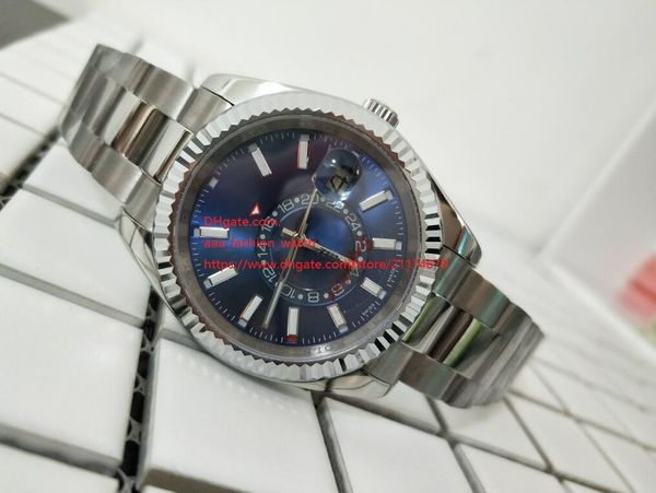 

watch 42mm 326934 m326934 sky-dweller gmt working sapphire glass blue luminescent mechanical automatic mens watches, Slivery;brown