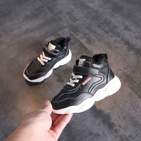 

leather new kids' bear sho with plush in winteryle1, Black