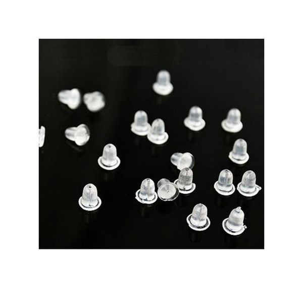 

louleur 600pc/lot 3.5*3.5mm earrings back sers diy jewelry making accessories clear plastic ear plugging jllxte, White
