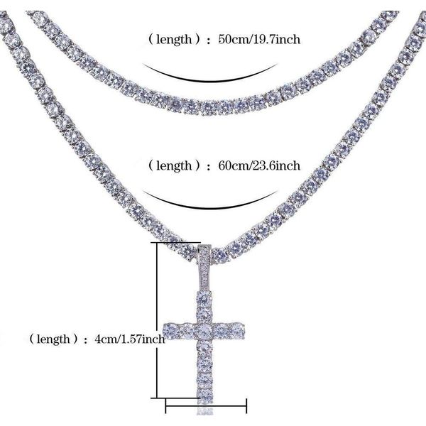 

hip hop iced out ankh cross pendant necklace 4mm tennis chain micro pave cz ston wmtvhy lihuibusiness, Silver