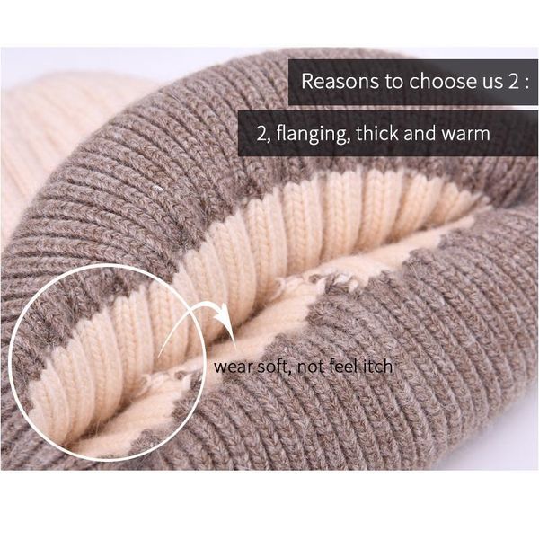 

winter beanie hat fashion real fur pompom hats women cashmere wool knitted bonnet fur ball beanie cap big raccoon fur bo qyliuy, White
