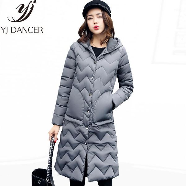 

women's down & parkas 2021 long section winter female warm coat fashion thicken hooded collar women's loose europe america clothin, Black