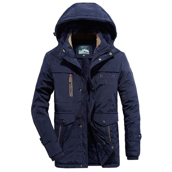 

uaicestar winter jacket men fleece hooded thicken warm parkas fashion casual coat large size l-6xl windbreaker men's jackets q1217, Black