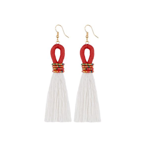 

1pair bohemia cotton thread tassel fringed earrings diy jewelry bag decorative accessories key chain craft beads tassels pendant h jllase