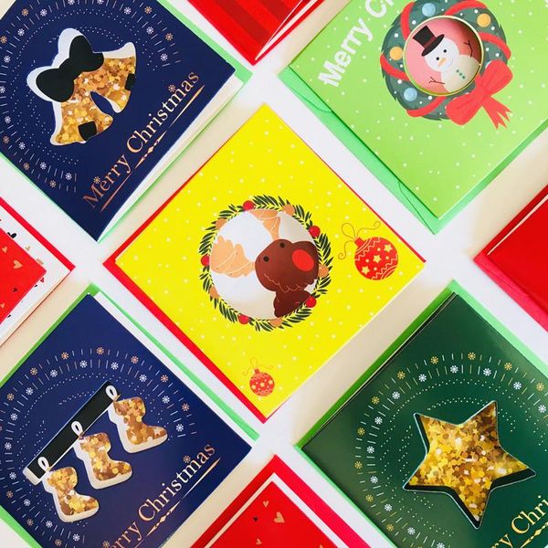 

christmas hollow out three fold my card flies 818 creative christmas blessing small card mini thank-you 10 pcs floral