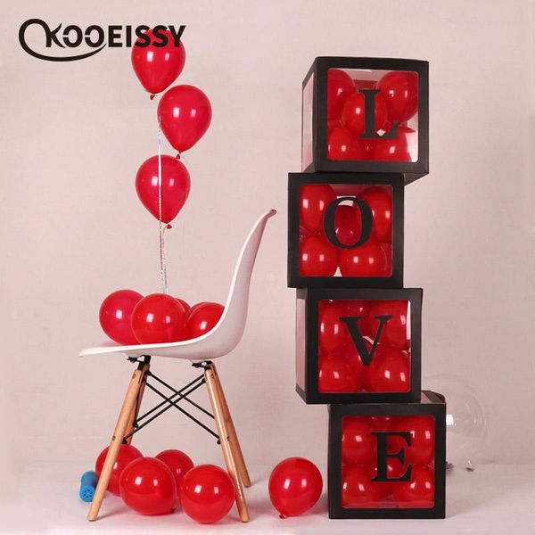 

diy transparent box latex balloon baby love blocks for boy girl baby shower wedding birthday party decoration backdrop