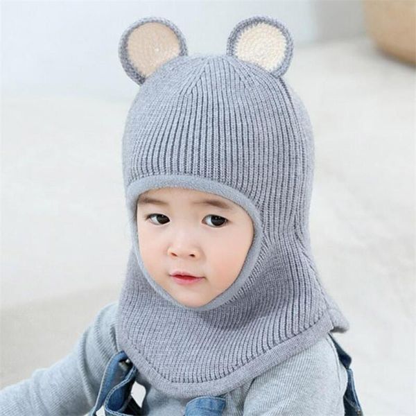 

hair accessories 2021 kid hat and scarf child knit short plush hooded winter warm protection ear cap circulal scarves girl boy, Slivery;white
