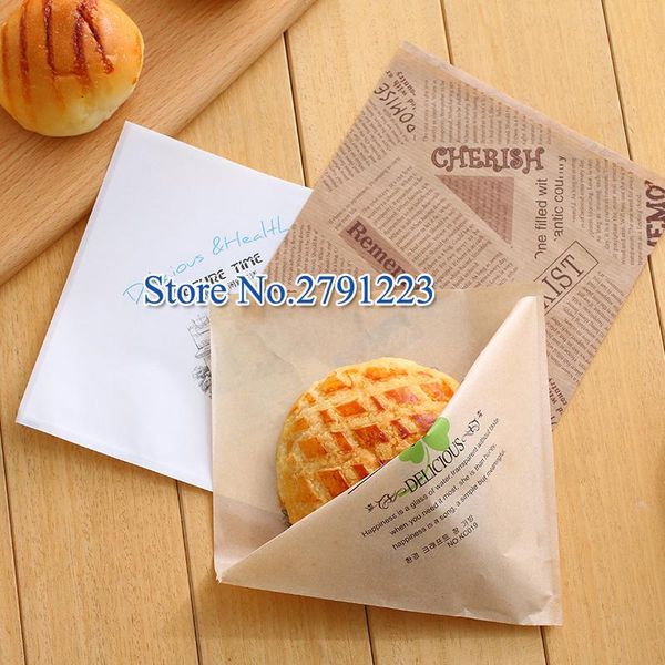 

100pcs/set baking package oilproof bread craft bakery packing kraft sandwich paper bag donut bread packaging bags
